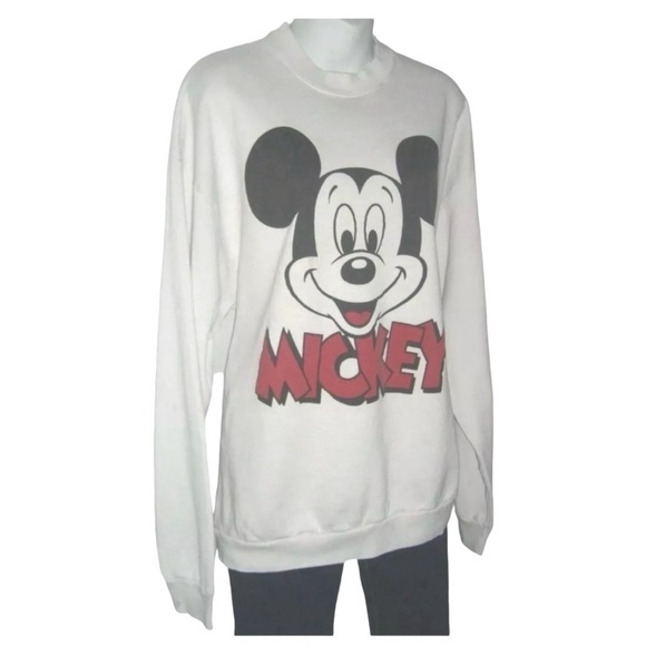 Vintage Mickey Mouse Sweatshirt Disney 70s Kidcore Kawaii Disneyland Retro White - Picture 4 of 13
